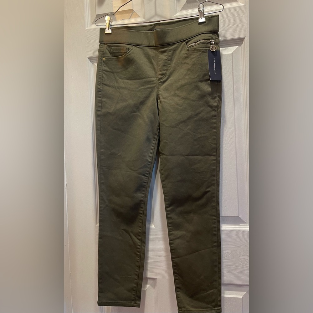 Tommy Hilfiger Khaki Green Trousers with Zipper Detail